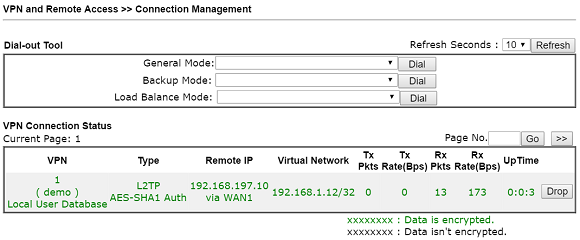 a screenshot of DrayOS VPN Status